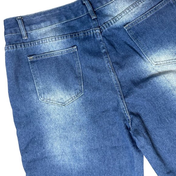 Womens Retro Jeans Size 2XL Blue High Rise Straight Leg Washed Denim Stretch - Picture 9 of 14